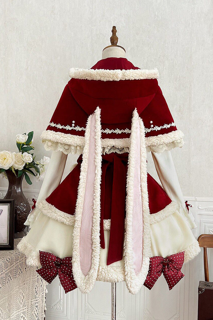 Scarlet Beige Heart Bear Embroidered Sweet Lolita Jumper Dress Ensemble