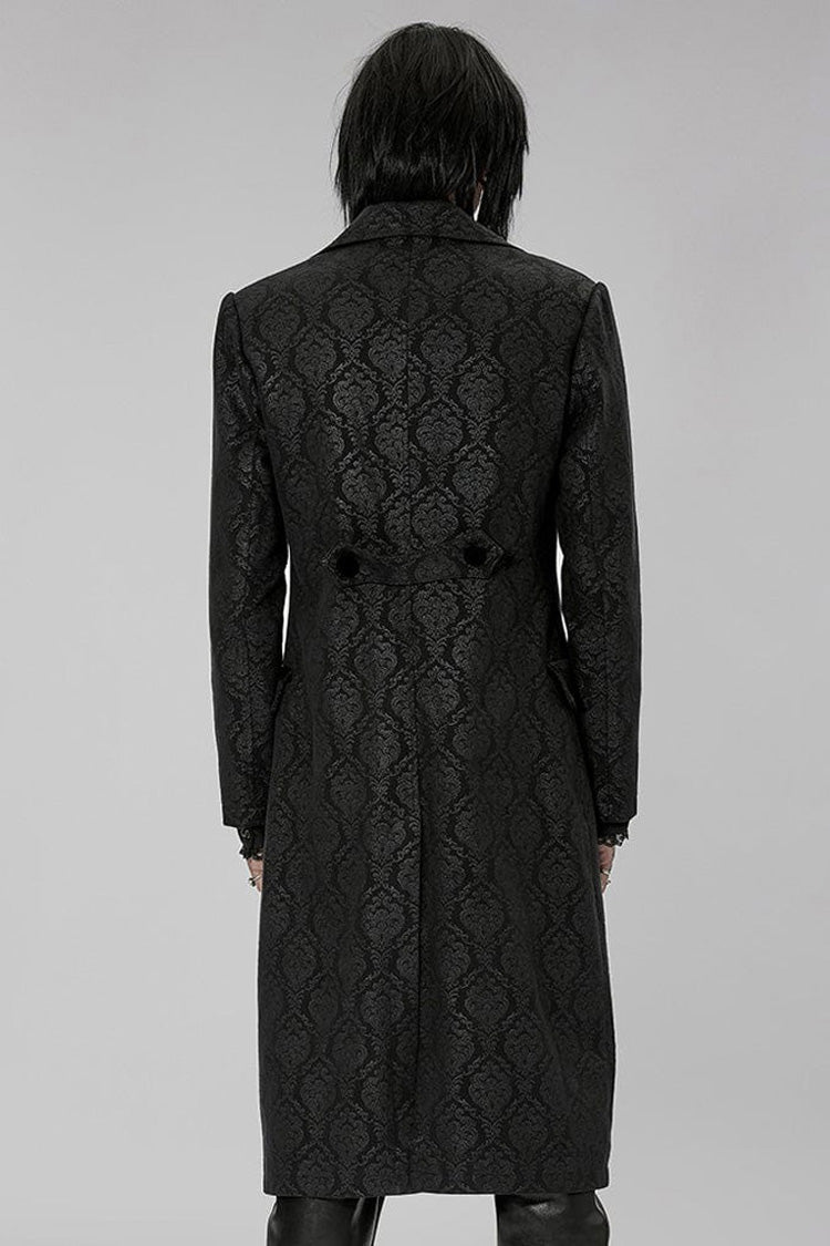 Woven Print Punk Overcoat with Oversized Collar for Men