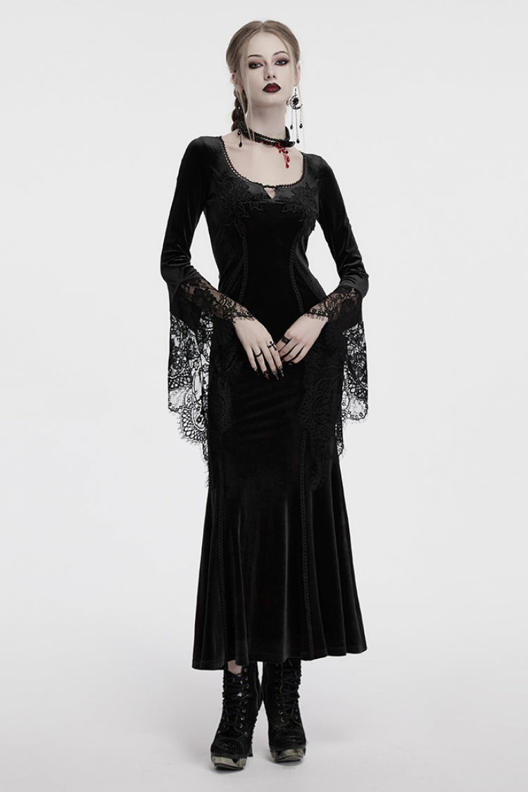 Floral Embroidered Lace Gothic Gown