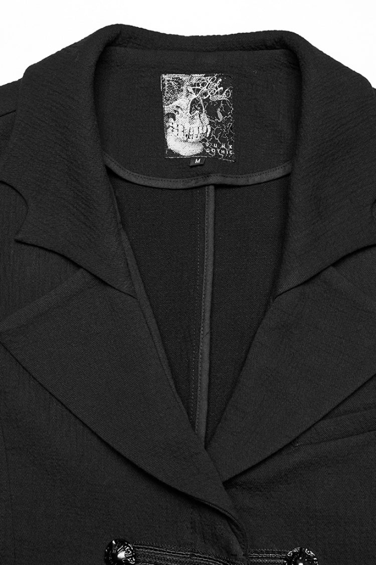 Men's Gothic Long Vest with Batlike Collar & Buckle Detail