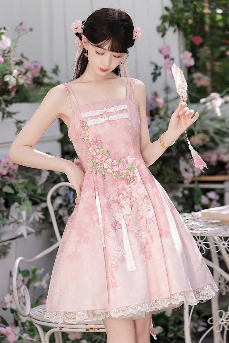 Cherry Blossom Whispers JSK Set with Tassel & Chinese Style
