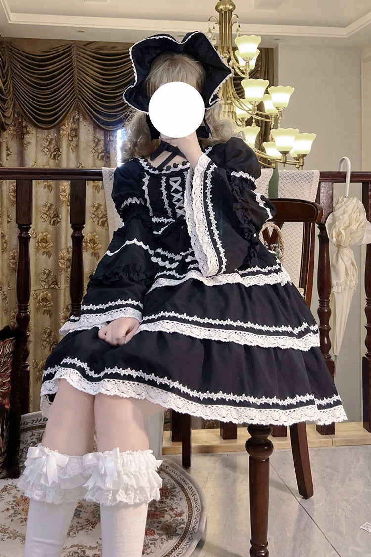 Gothic Lolita Dress with Detachable Sleeves and Bowknot