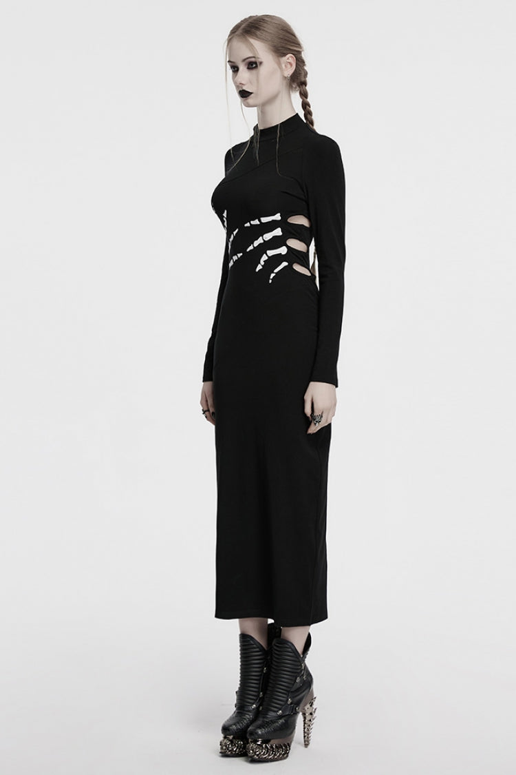 Skeleton Print Cutout Hollow Gothic Dress