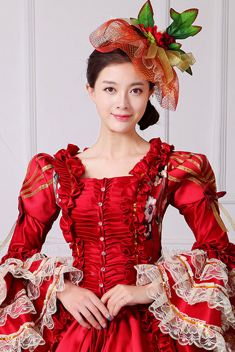 Victorian Floral Print Dress with Bell Sleeves - Altfashion Shop