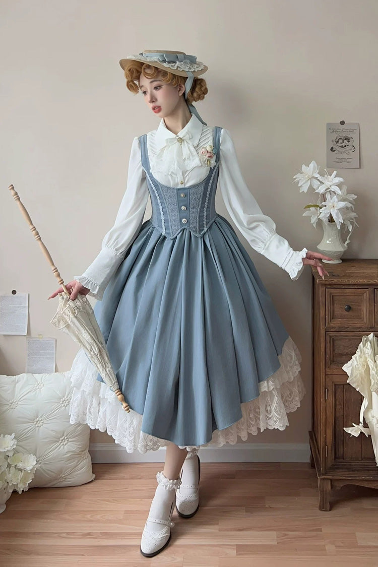 Dreamlike Realm Sleeveless Printed Ruffled Embroidered Corset Elegant Sweet Lolita JSK Dress