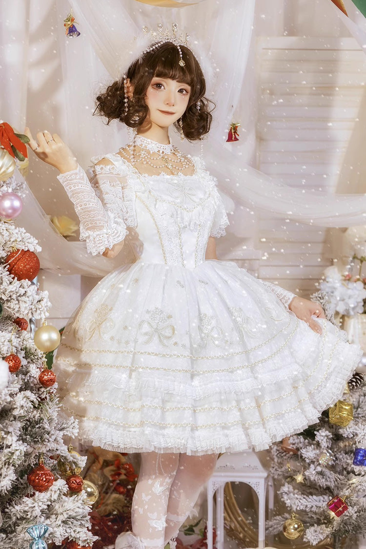 Ivory Layered Ethereal Dance Print Tulle Sweetheart JSK Gown