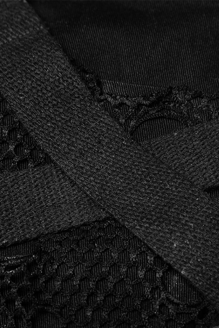 Midnight Ring Buckle Mesh Steampunk Trousers for Men