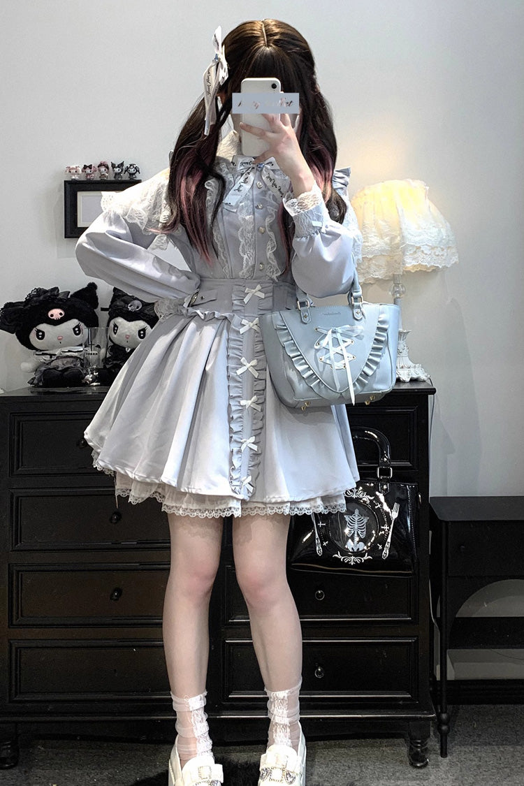 Dolls Only Ruffle Bow Lace Corset Sweet Jirai Kei Strap Dress in Four Colors