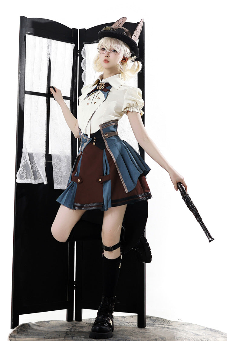 Fairy Town Train Conductor British Academic Embroidered Punk Lolita Skirt Set