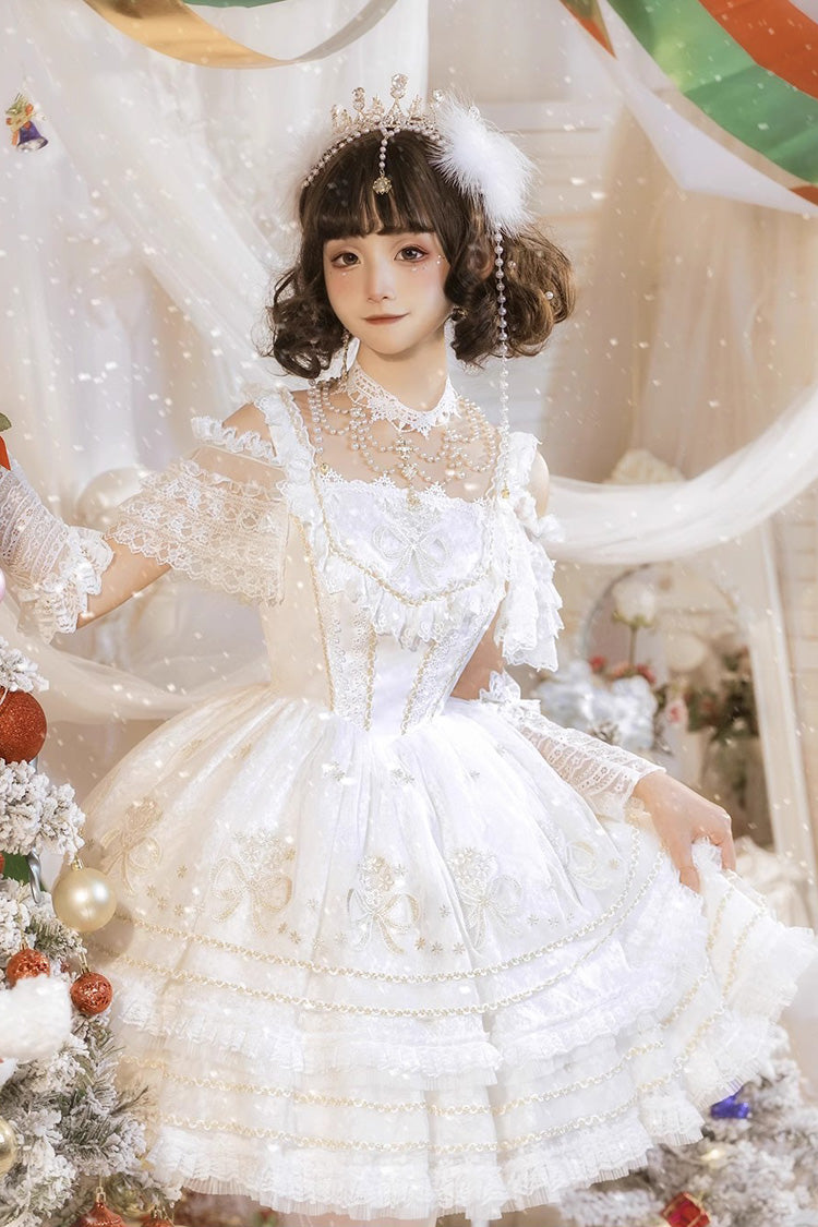 Ivory Layered Ethereal Dance Print Tulle Sweetheart JSK Gown