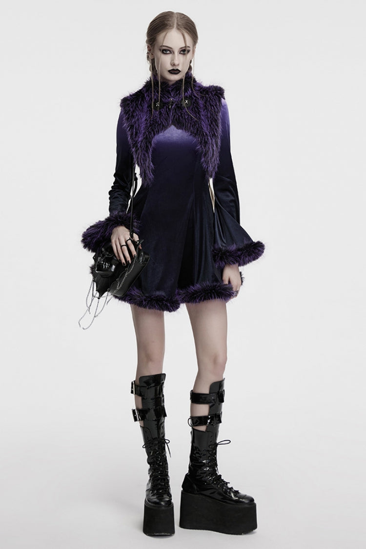 Purple Gradient Long Sleeve Gothic Dress