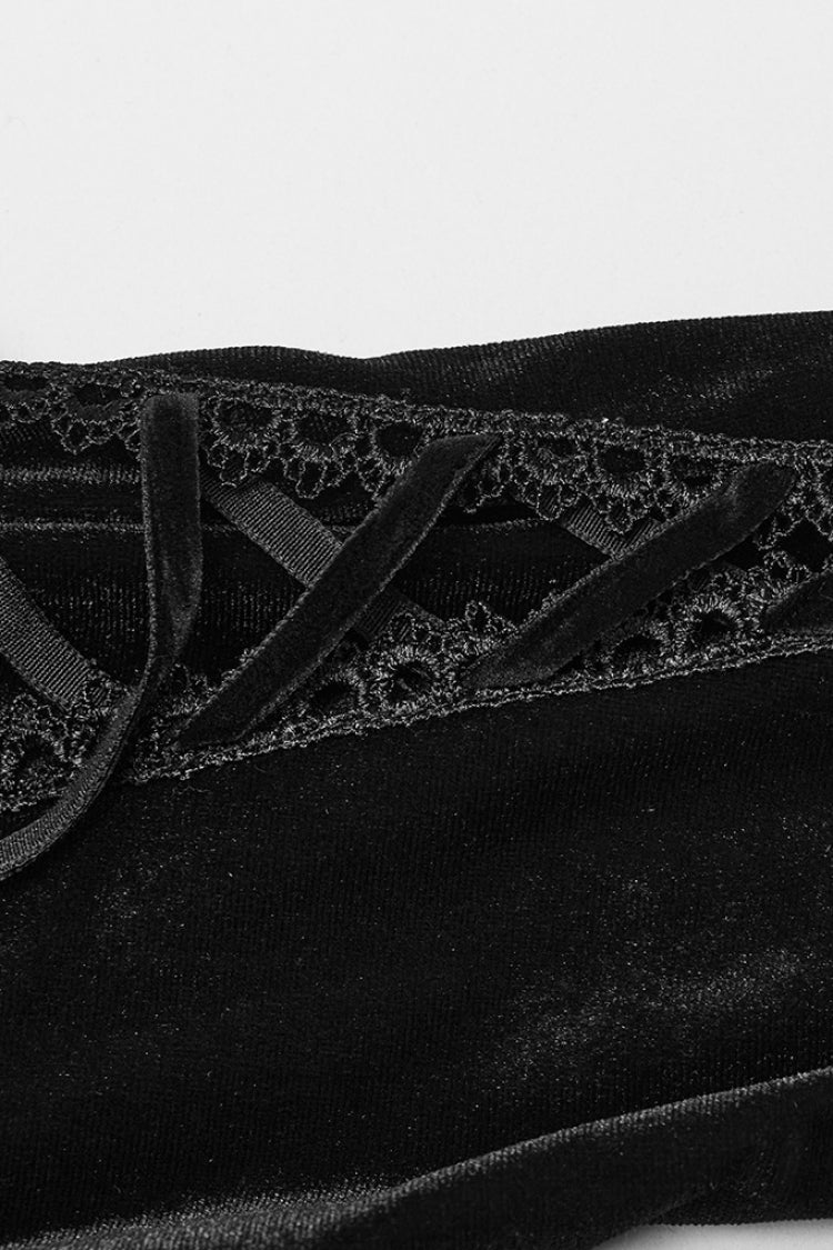Ebony Doll Collar Long Sleeves Gradient Embroidered Gothic Prom Dress