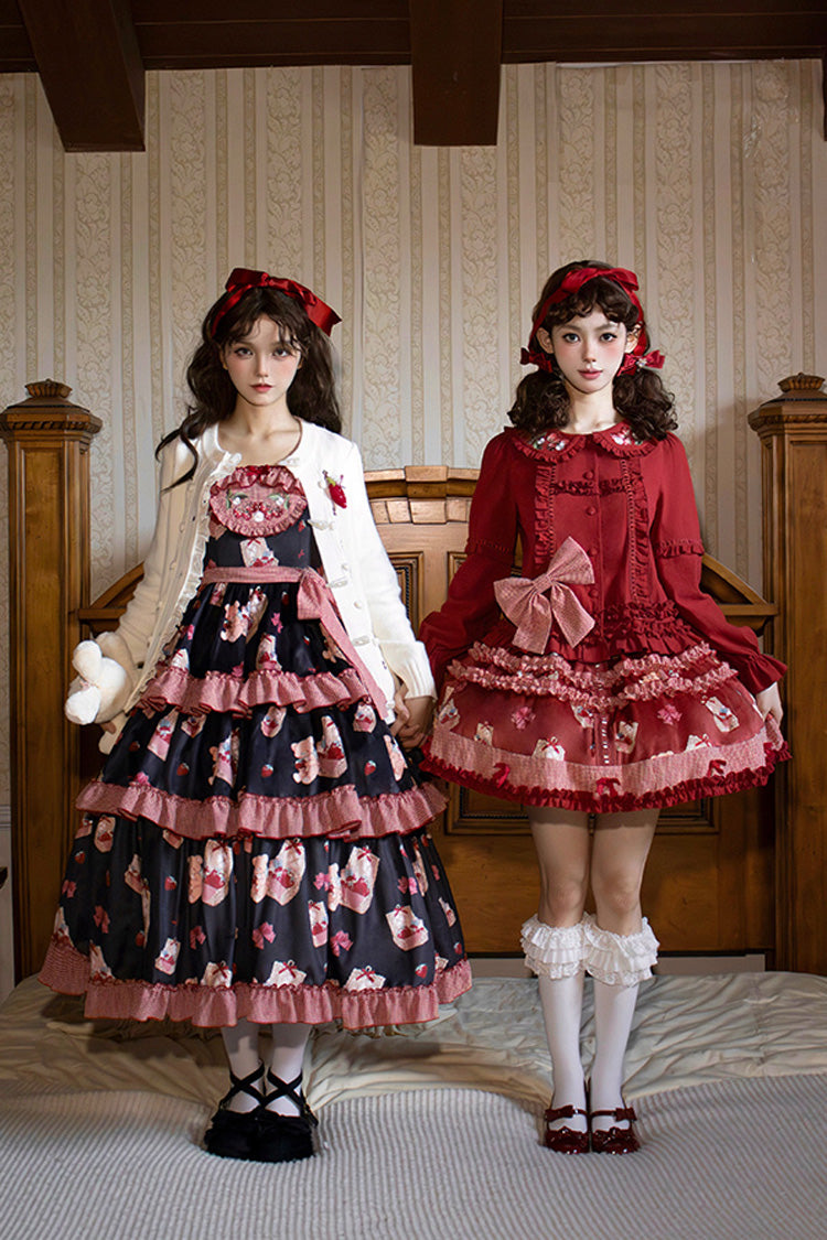 Strawberry Farm Print Embroidery Skirt