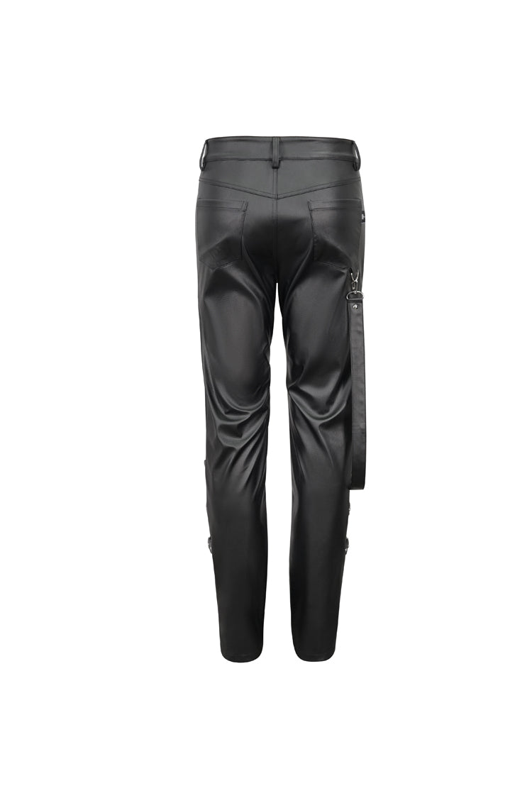 Removable Zipper Faux Leather Punk Pants