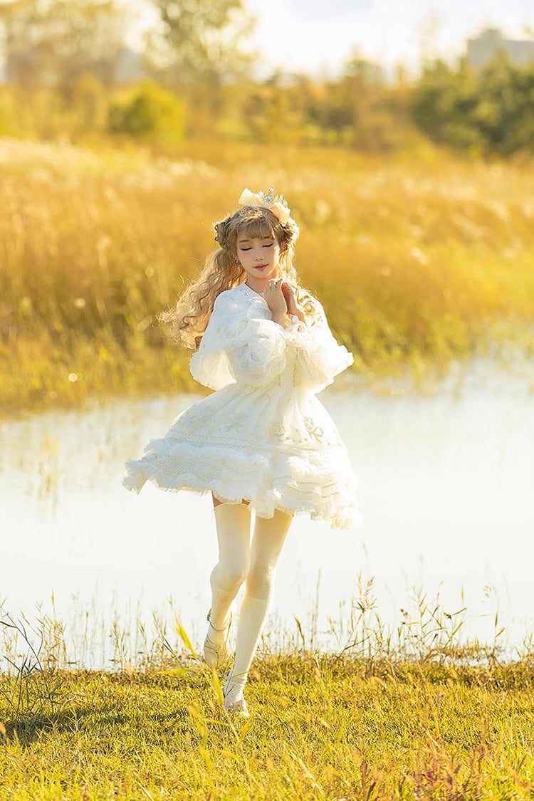 Ivory Layered Ethereal Dance Print Tulle Sweetheart JSK Gown