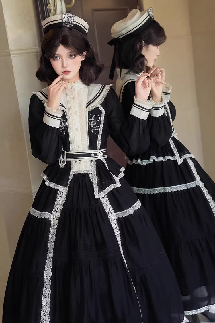 Noir Embroidered Lace Classic Skirt Set - The Port Beyond Coordinates