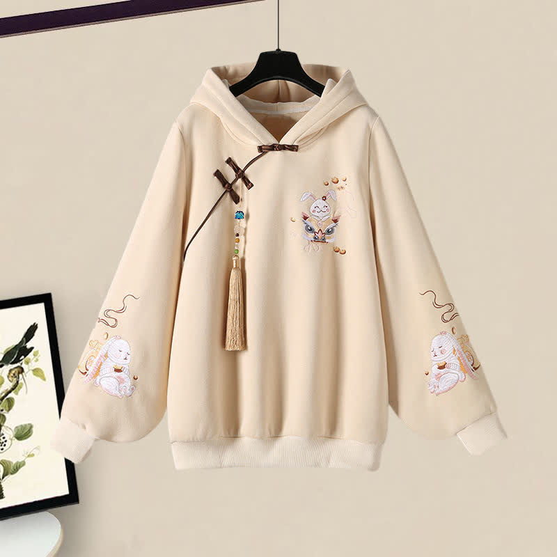 Vintage Bunny Print Fringed Buckle Hoodie Slip Dress – MK Kawaii Store