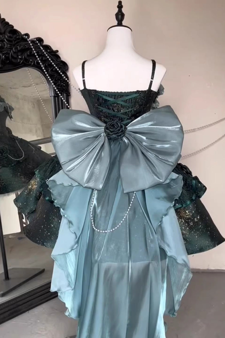 Halterneck Pearl-Adorned Ruffled Princess JSK Dress in 2 Colors - Cosmic Shimmer