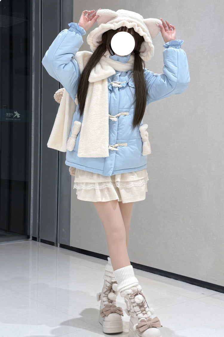 Cute Cat Bow-Trim Hooded Sweet Lolita Coat in Two Colors
