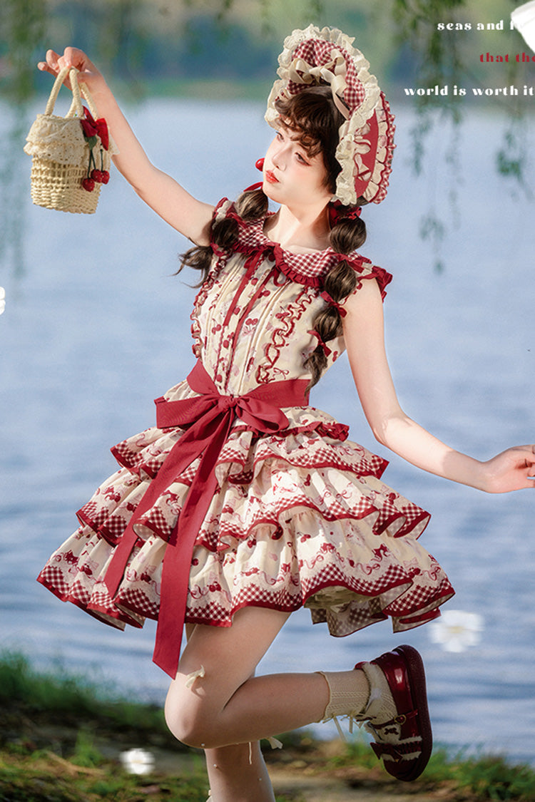 Cherry Print Ruffle Skirt Set