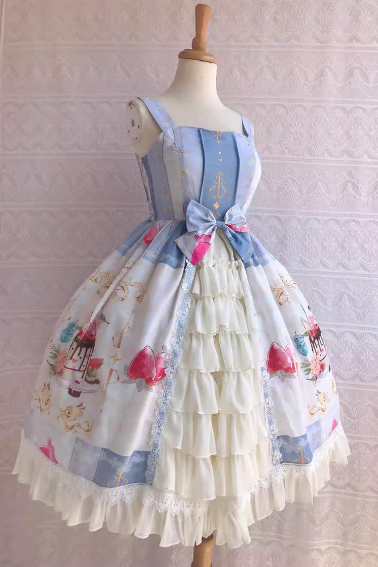 Dessert Print Ruffle Cardigan JSK Dress - Summer Cool - Three Colors