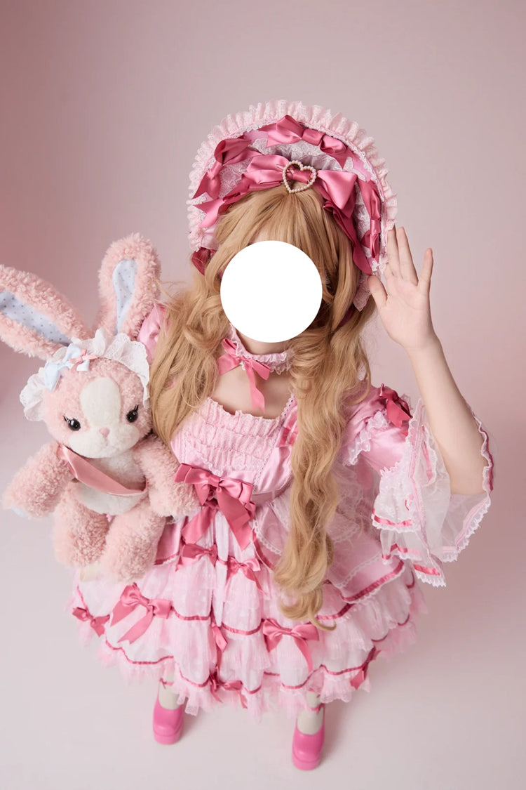 Velvet Cake Lolita Dress with Trumpet Sleeves & Lace Trim