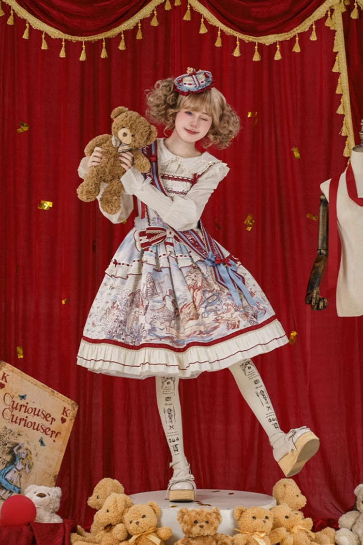Multi-Color Print Sweet College Style Lolita JSK Dress with Bow