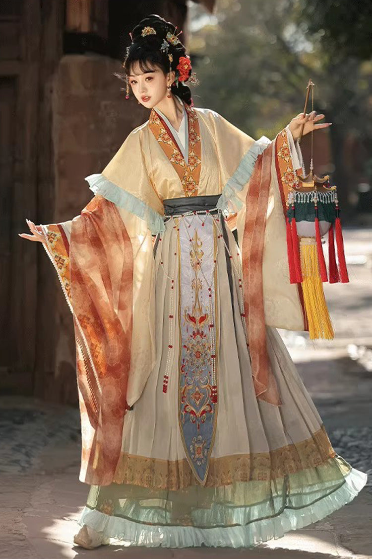 Classic Chinese Hanfu Dress Set with Embroidery in 2 Colors - Cloud-Clad Fairy