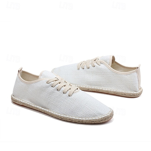 with Espadrille Jute Shoes Canvas Beige Lace-Up Men's Rope