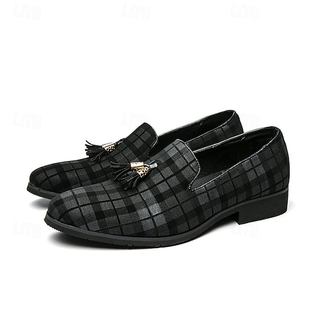 with Elegant Plaid Decoration Tassel – Loafers Men's