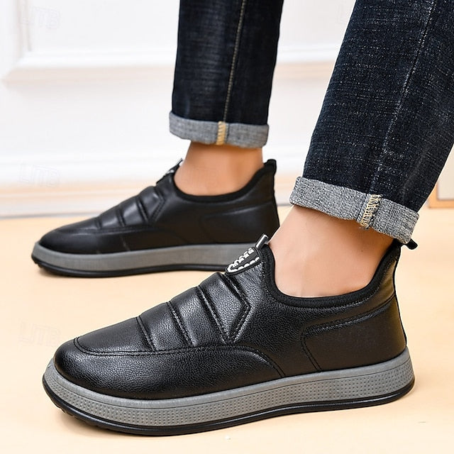 Boots Fleece Slip-Ons Winter Loafers PU lined Men's