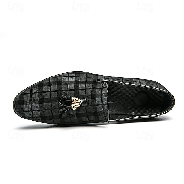 with Elegant Plaid Decoration Tassel – Loafers Men's