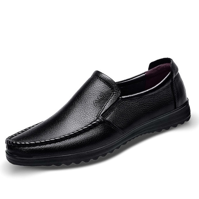 Men's Black Slip-On Premium Decorative Loafers with Cowhide