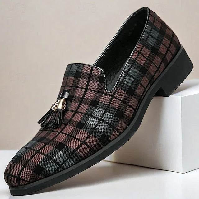 with Elegant Plaid Decoration Tassel – Loafers Men's