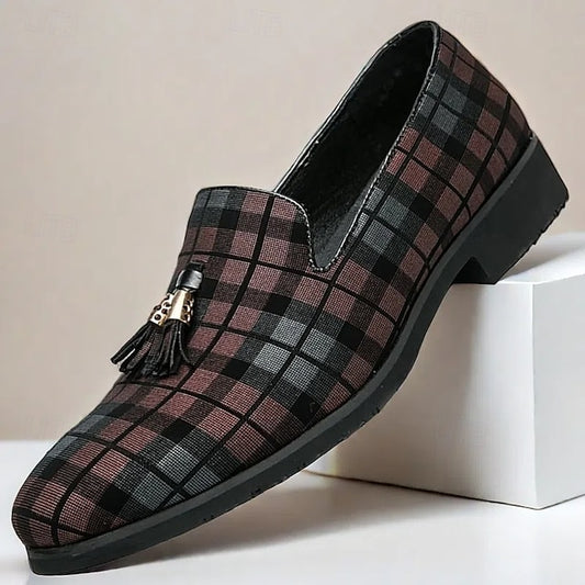 with Elegant Plaid Decoration Tassel – Loafers Men's
