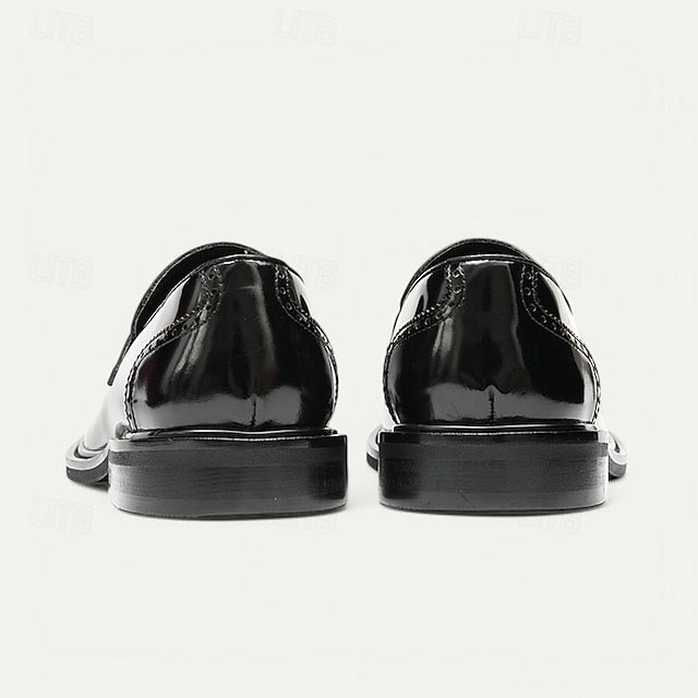 Men's Black Slip-On Premium Decorative Loafers with Cowhide