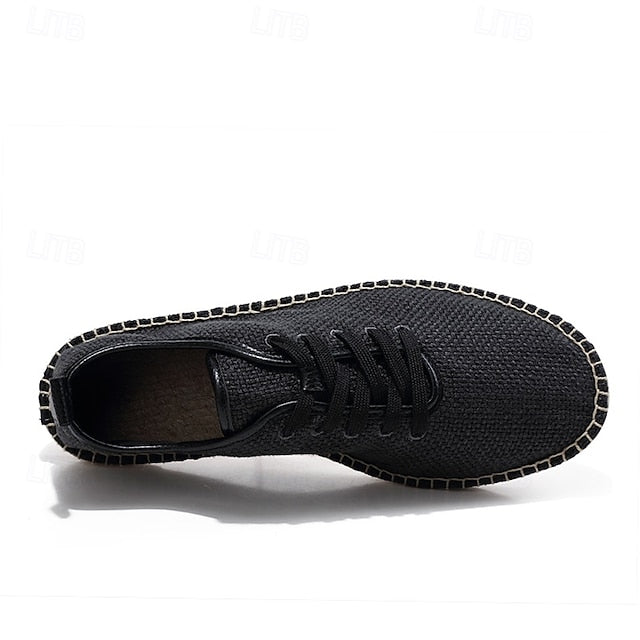 with Espadrille Jute Shoes Canvas Beige Lace-Up Men's Rope