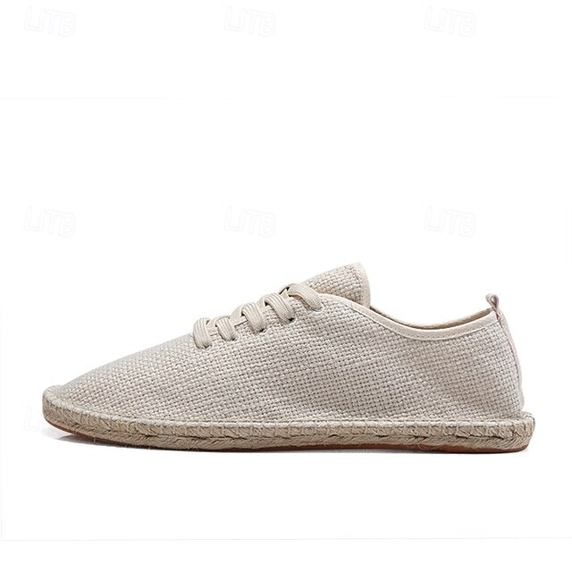 with Espadrille Jute Shoes Canvas Beige Lace-Up Men's Rope