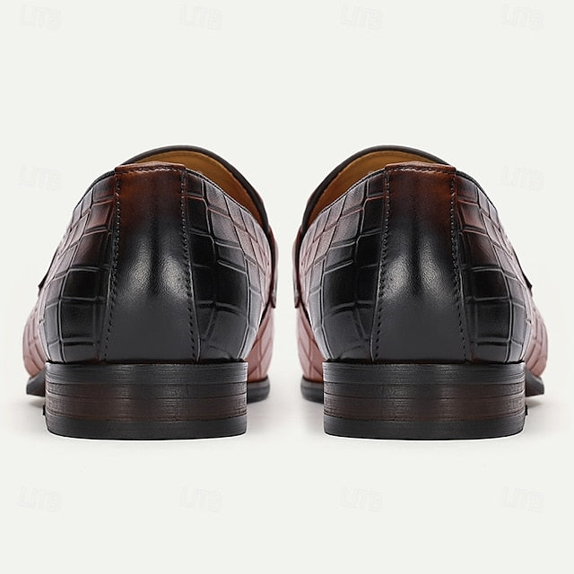 Men's Brown Detail Faux Loafers and with Suede Tassel