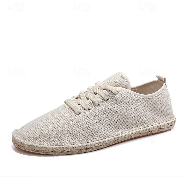 with Espadrille Jute Shoes Canvas Beige Lace-Up Men's Rope