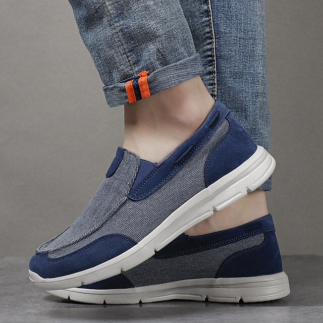 Beige Men's Slip-On Canvas Lightweight Loafers –