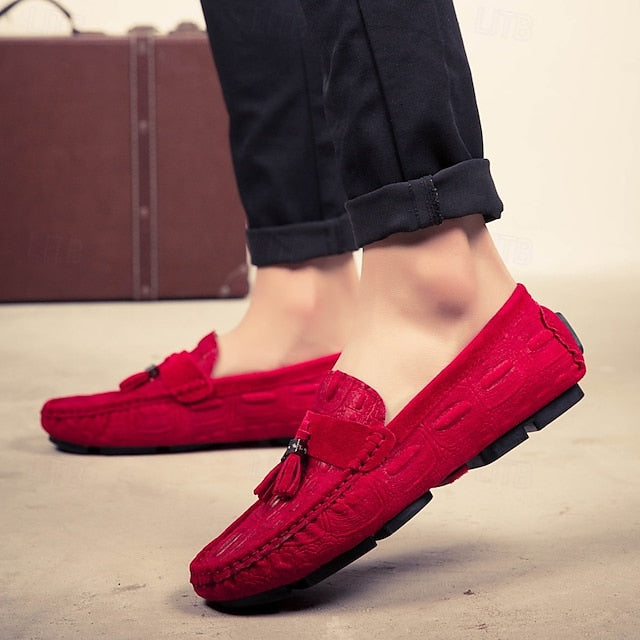 Men's Brown Detail Faux Loafers and with Suede Tassel