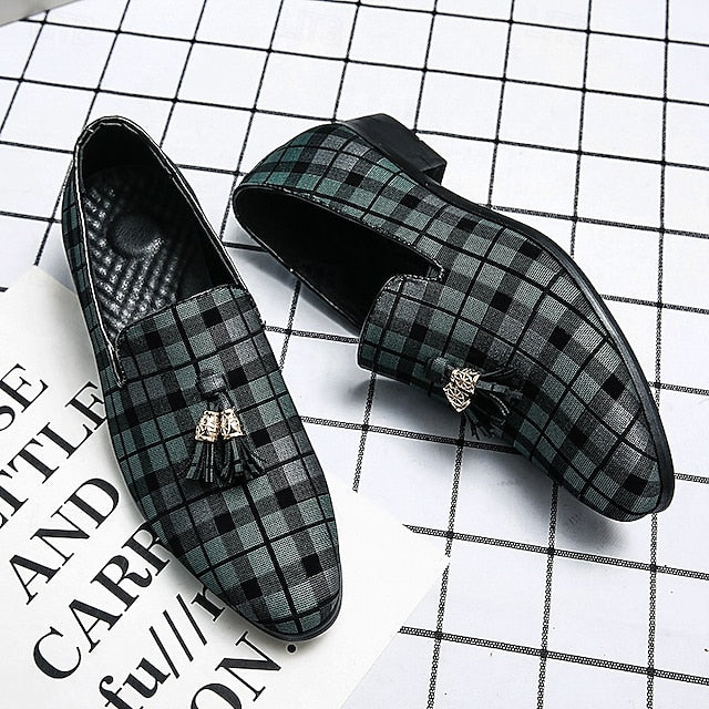 with Elegant Plaid Decoration Tassel – Loafers Men's