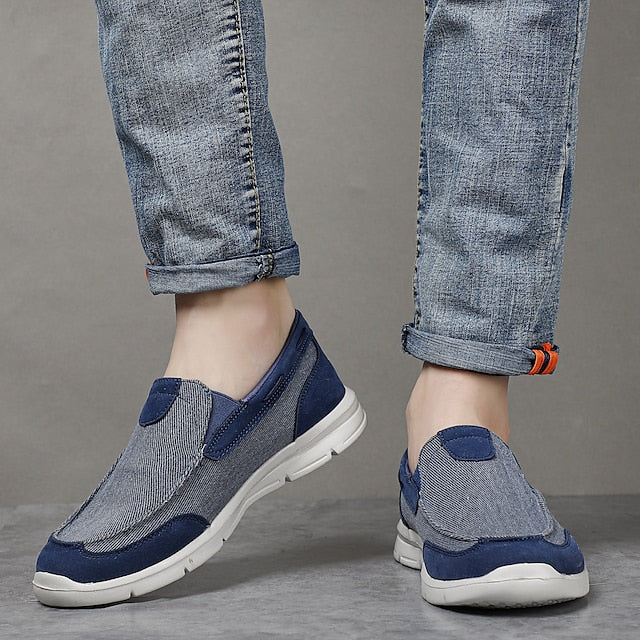 Beige Men's Slip-On Canvas Lightweight Loafers –