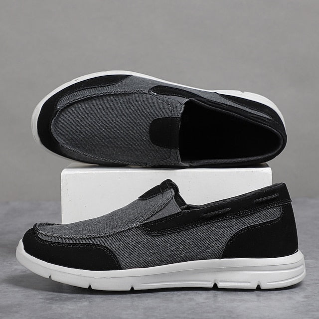 Beige Men's Slip-On Canvas Lightweight Loafers –