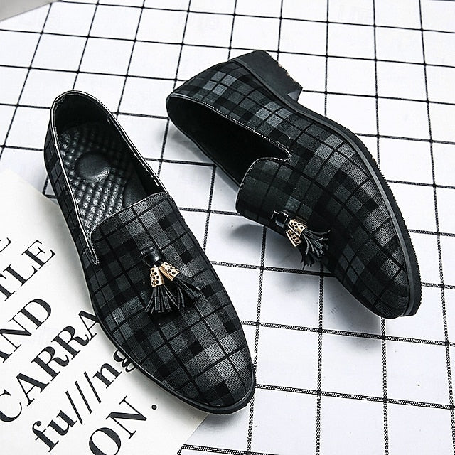 with Elegant Plaid Decoration Tassel – Loafers Men's
