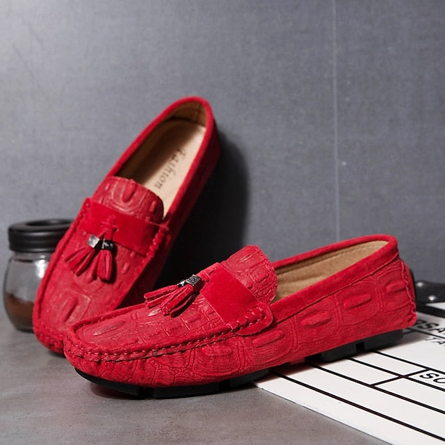 Men's Brown Detail Faux Loafers and with Suede Tassel