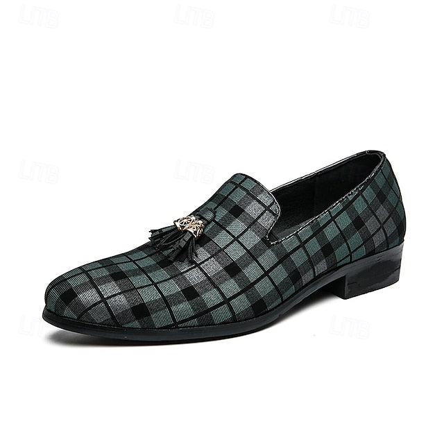 with Elegant Plaid Decoration Tassel – Loafers Men's