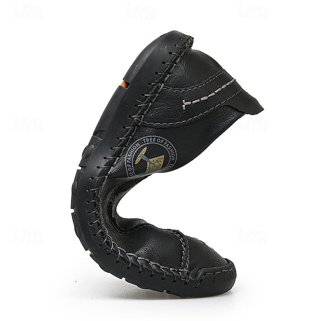 Moccasins Leather Genuine – Men's Beige Faux Handmade