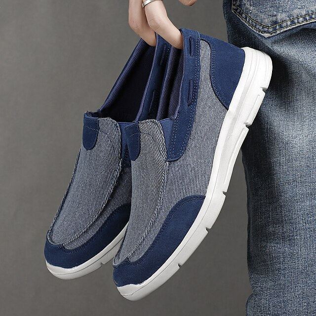 Beige Men's Slip-On Canvas Lightweight Loafers –